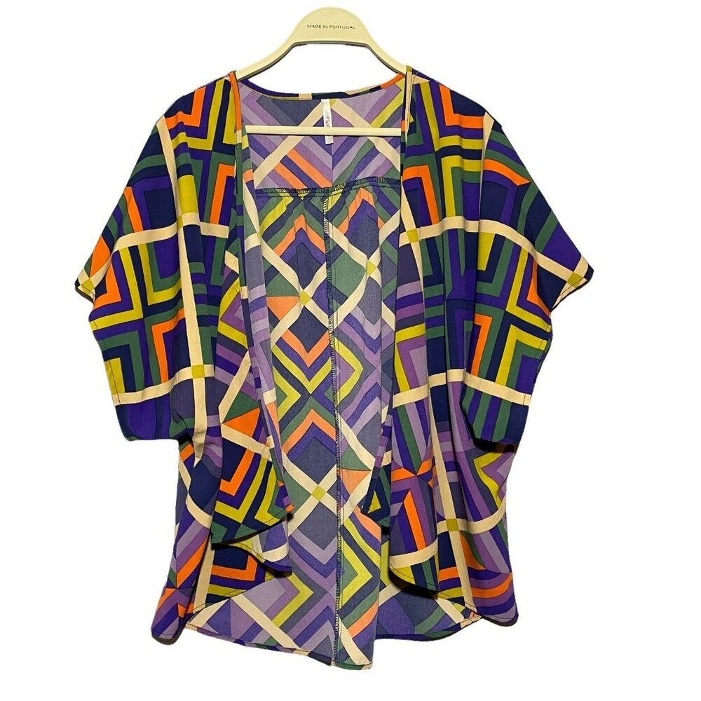 My Story Jacket Open Blazer Women Size M Y2K Loose Colorful Rainbow Relax Casual
